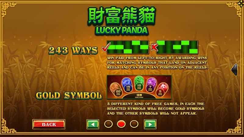 เส้นไลน์จ่ายเงินรางวัลในเกมสล็อต Lucky panda
