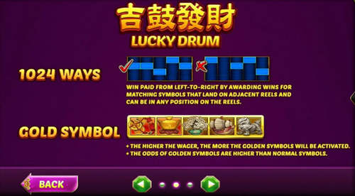 เส้นไลน์จ่ายเงินรางวัลใน เกมสล็อต Lucky Drum